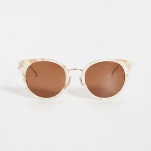 Illesteva Cream Marbled Round Sunglasses with Brown Lenses